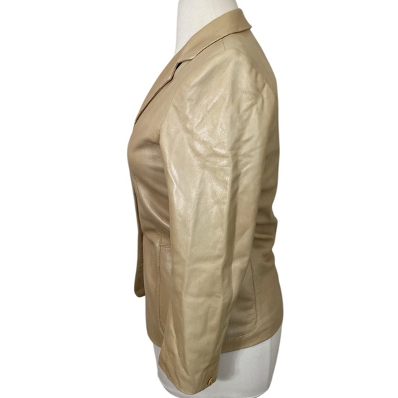 Dkny minimalist tan buttery soft leather blazer jacket - Picture 2 of 9